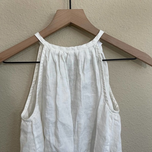 FRAME Tie Back Halter Neck Sleeveless Linen Blouse Tank Top Off White Cream XS - Picture 5 of 12